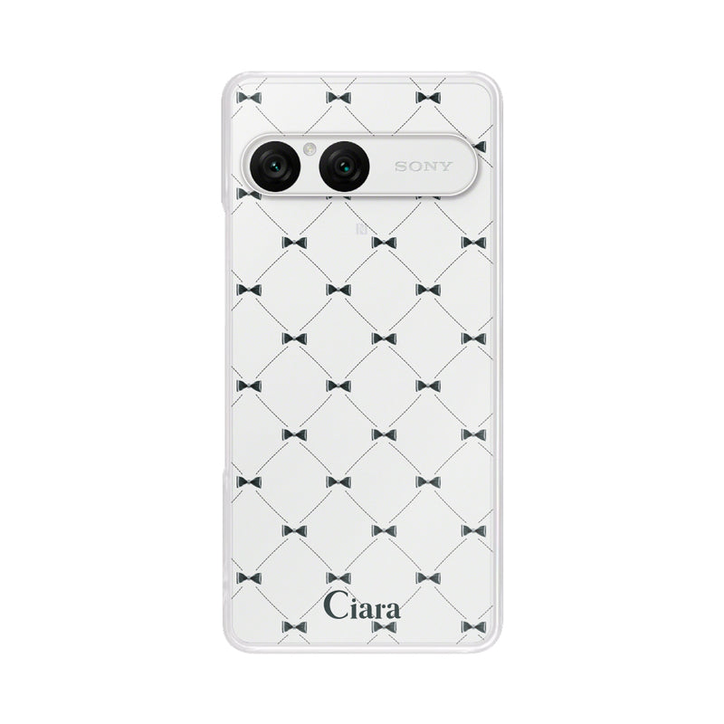 Xperiaケース クリアケース キルティングリボン