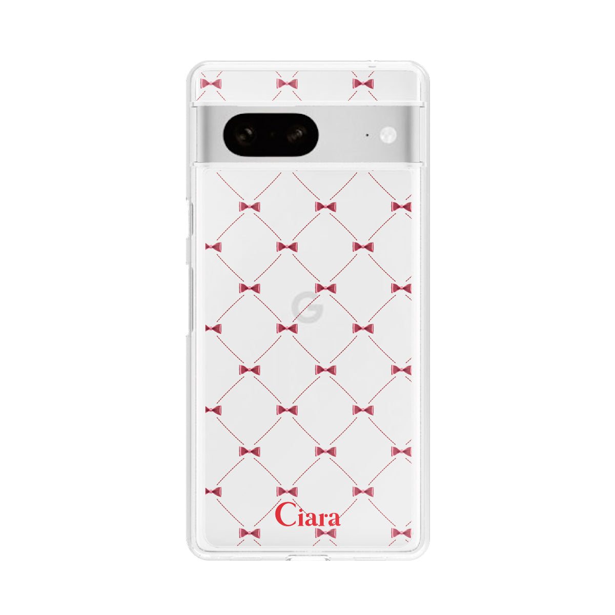 GooglePixel7 クリアケース キルティングリボン レッド