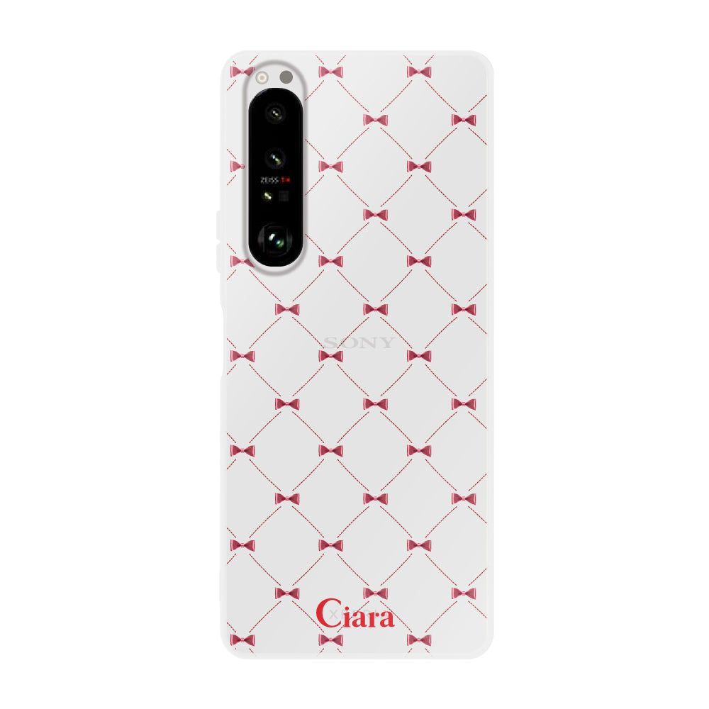Xperia1Ⅱ クリアケース キルティングリボン レッド