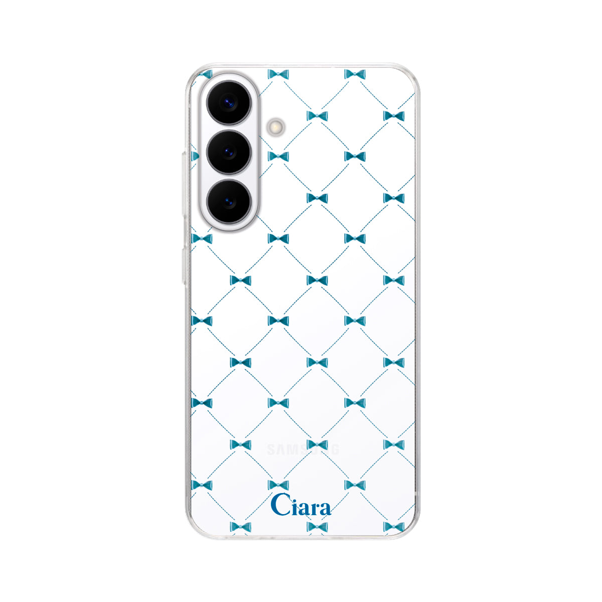 GalaxyS26 クリアケース キルティングリボン ブルー