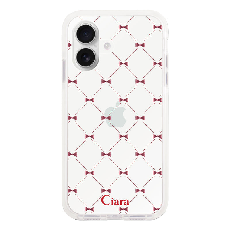 iPhoneケース クッションバンパー 耐衝撃クリアケース キルティングリボン