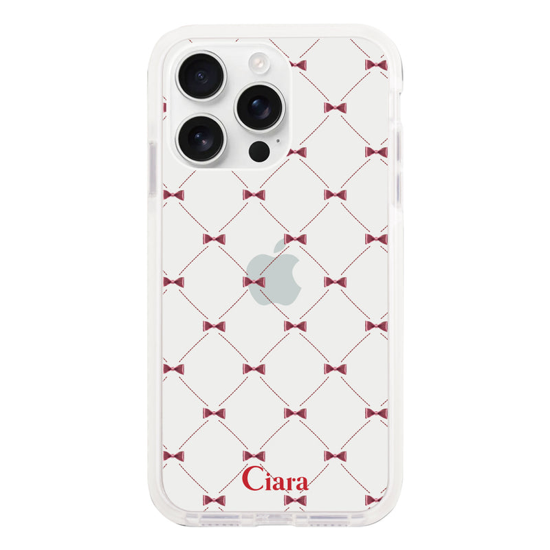 iPhoneケース クッションバンパー 耐衝撃クリアケース キルティングリボン