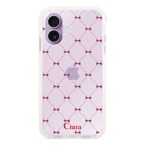 iPhoneケース クッションバンパー 耐衝撃クリアケース キルティングリボン