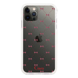 iPhoneX/XS クッションバンパー 耐衝撃クリアケース キルティングリボン レッド