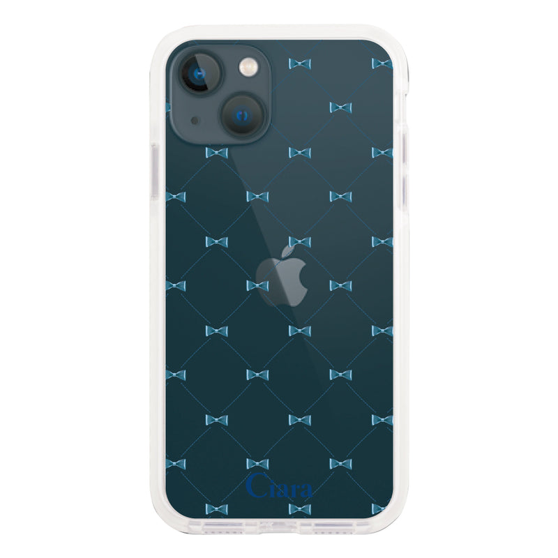 iPhoneケース クッションバンパー 耐衝撃クリアケース キルティングリボン