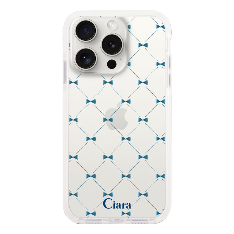 iPhoneケース クッションバンパー 耐衝撃クリアケース キルティングリボン