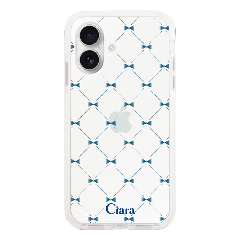 iPhoneケース クッションバンパー 耐衝撃クリアケース キルティングリボン
