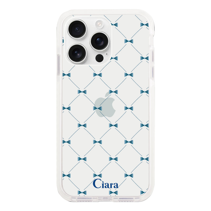 iPhoneケース クッションバンパー 耐衝撃クリアケース キルティングリボン