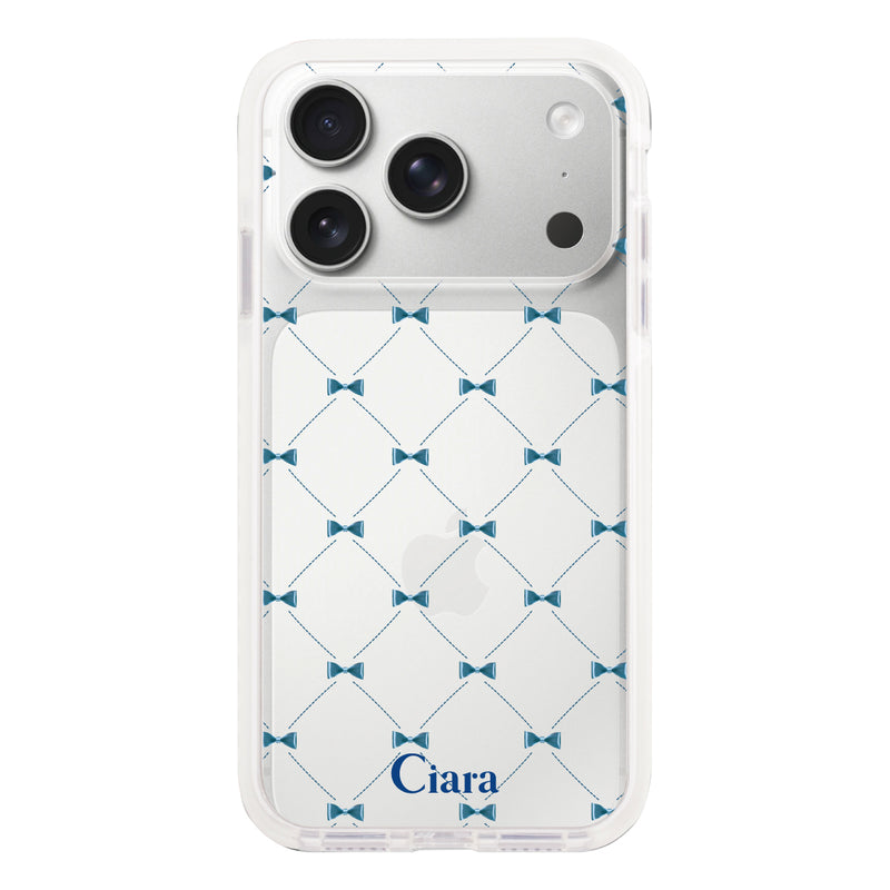 iPhoneケース クッションバンパー 耐衝撃クリアケース キルティングリボン