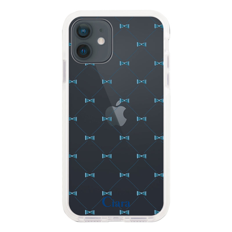 iPhoneケース クッションバンパー 耐衝撃クリアケース キルティングリボン