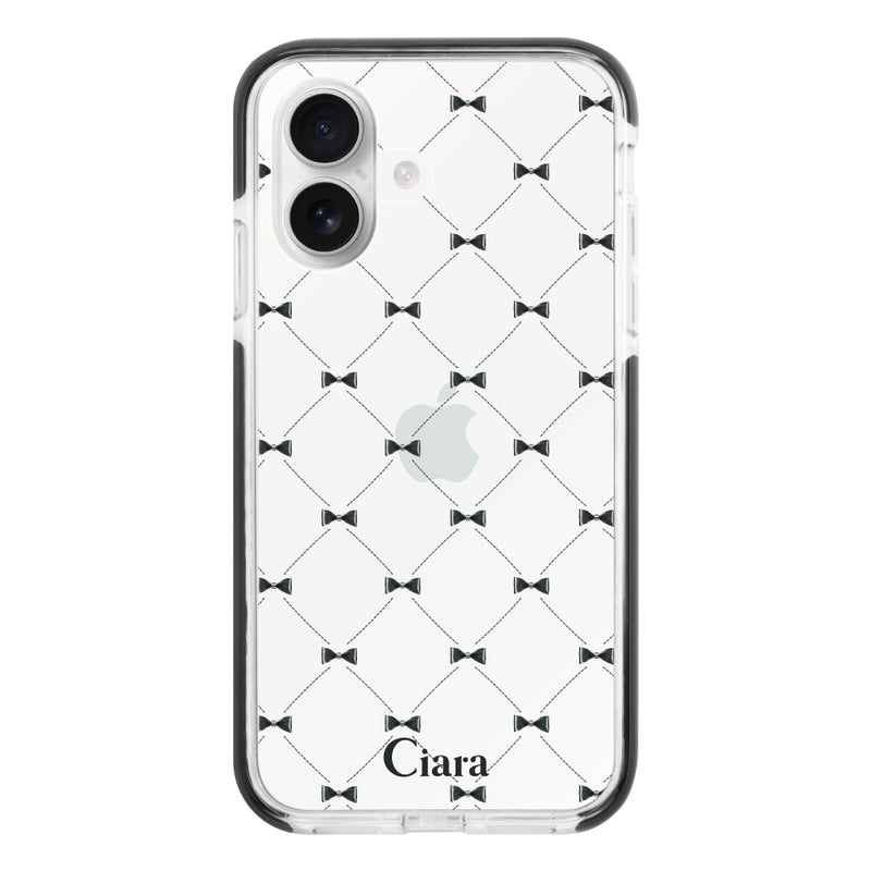 iPhoneケース クッションバンパー 耐衝撃クリアケース キルティングリボン