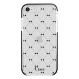 iPhone7/8/SE2/SE3 クッションバンパー 耐衝撃クリアケース キルティングリボン ブラック