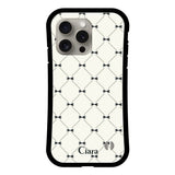 iPhone15Pro グリップ 耐衝撃ケース キルティングリボン ブラック