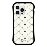 iPhone16ProMax グリップ 耐衝撃ケース キルティングリボン ブラック