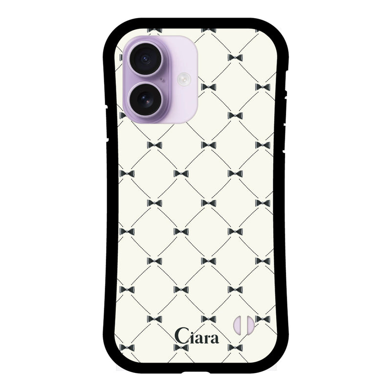 iPhoneケース グリップ 耐衝撃ケース キルティングリボン