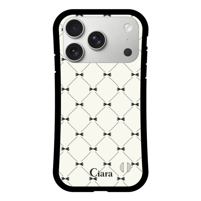 iPhoneケース グリップ 耐衝撃ケース キルティングリボン