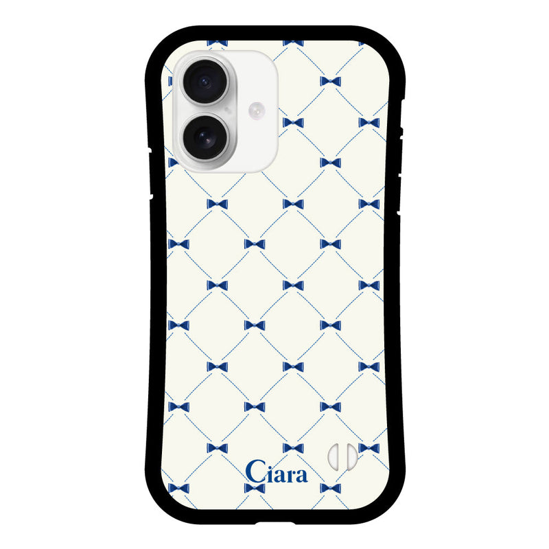 iPhoneケース グリップ 耐衝撃ケース キルティングリボン
