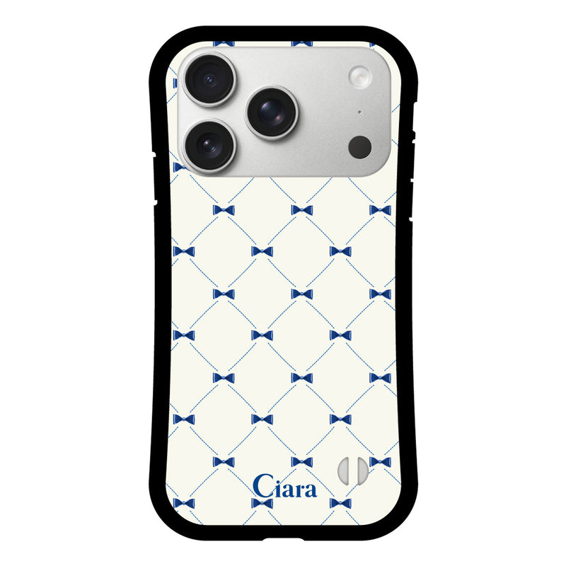 iPhoneケース グリップ 耐衝撃ケース キルティングリボン