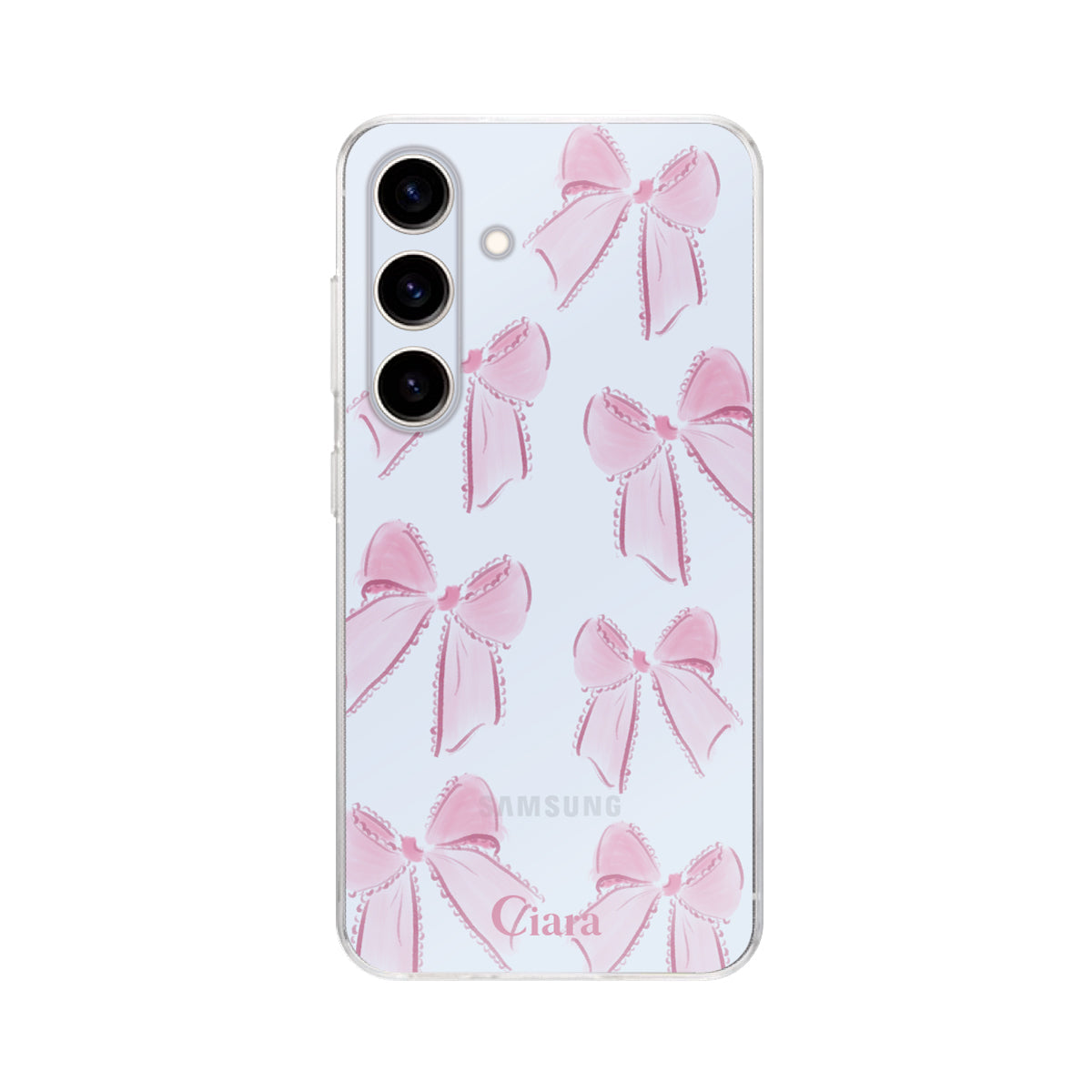 GalaxyS25 クリアケース ウォーターリボン ピンク