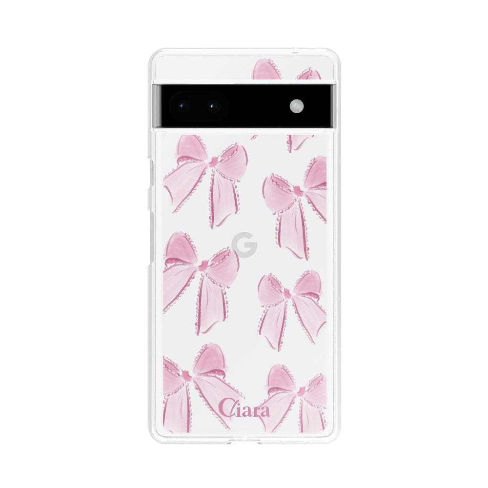 GooglePixel6a クリアケース ウォーターリボン ピンク