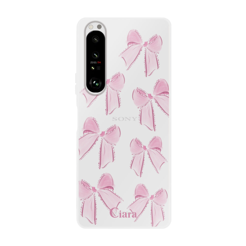 Xperia1Ⅱ クリアケース ウォーターリボン ピンク