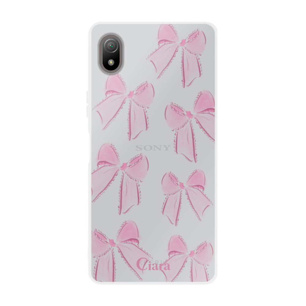 XperiaACEⅢケース クリアケース ウォーターリボン ピンク