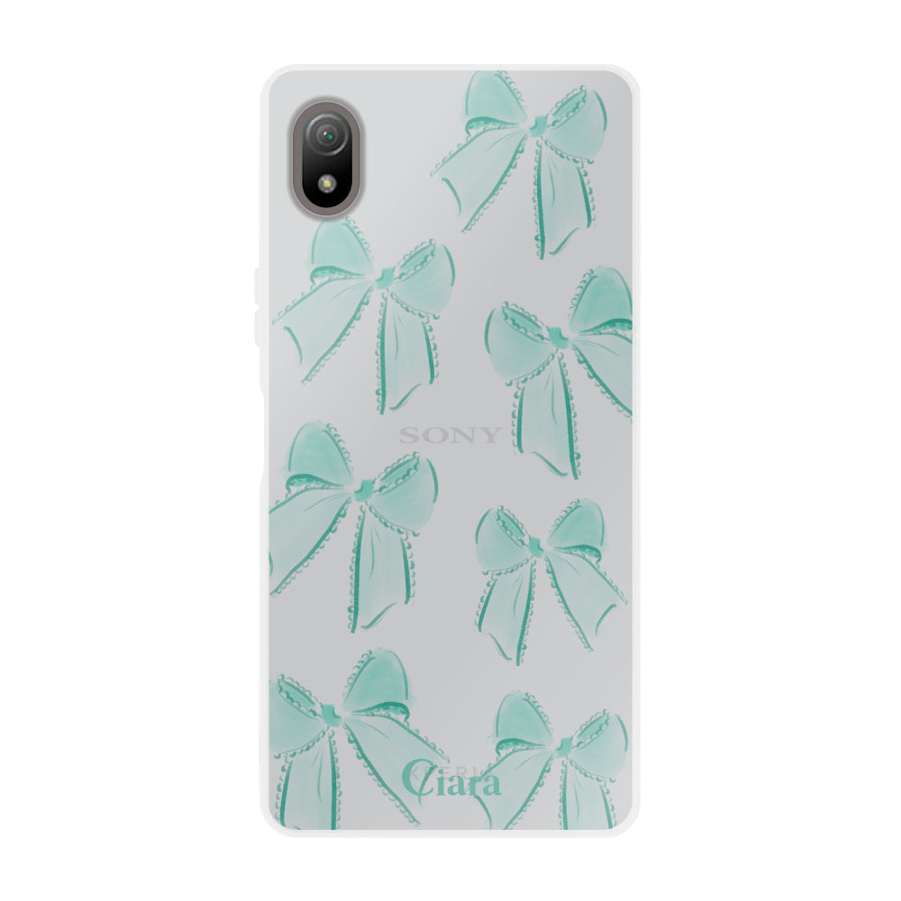 XperiaACEⅢケース クリアケース ウォーターリボン グリーン