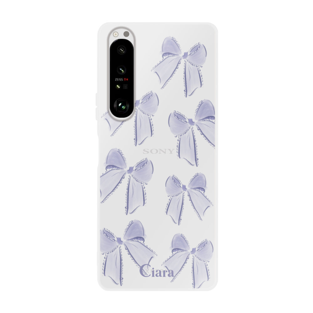 Xperia1Ⅱ クリアケース ウォーターリボン パープル