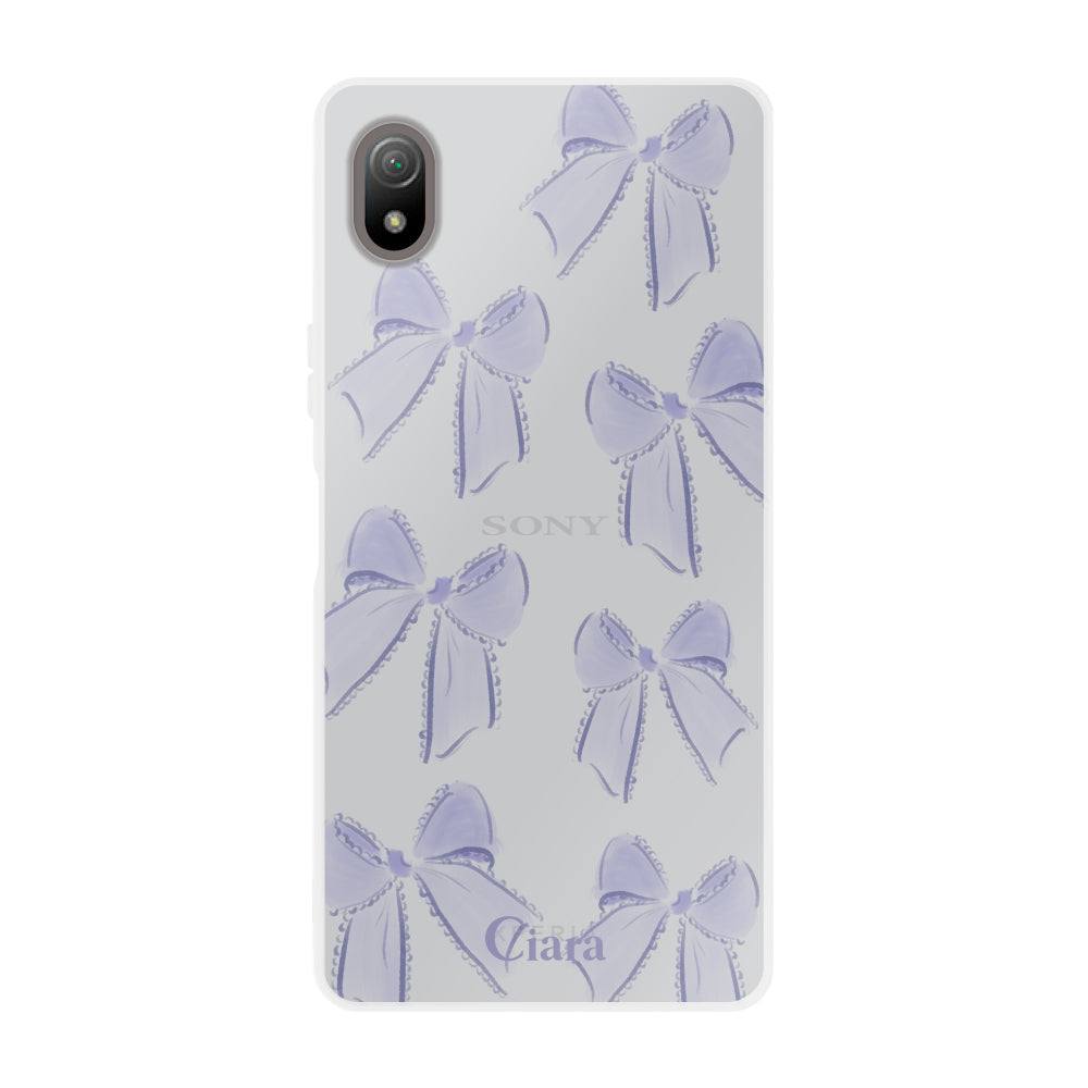 XperiaACEⅢケース クリアケース ウォーターリボン パープル