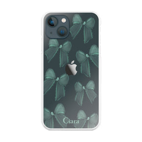 iPhone13mini ハイブリッド クリアケース ウォーターリボン グリーン