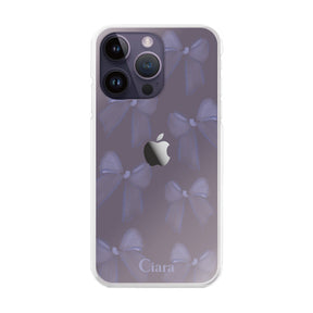 iPhone14ProMax ハイブリッド クリアケース ウォーターリボン パープル
