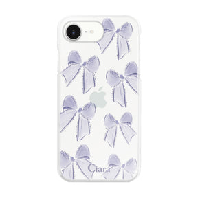 iPhone16e ハイブリッド クリアケース ウォーターリボン パープル