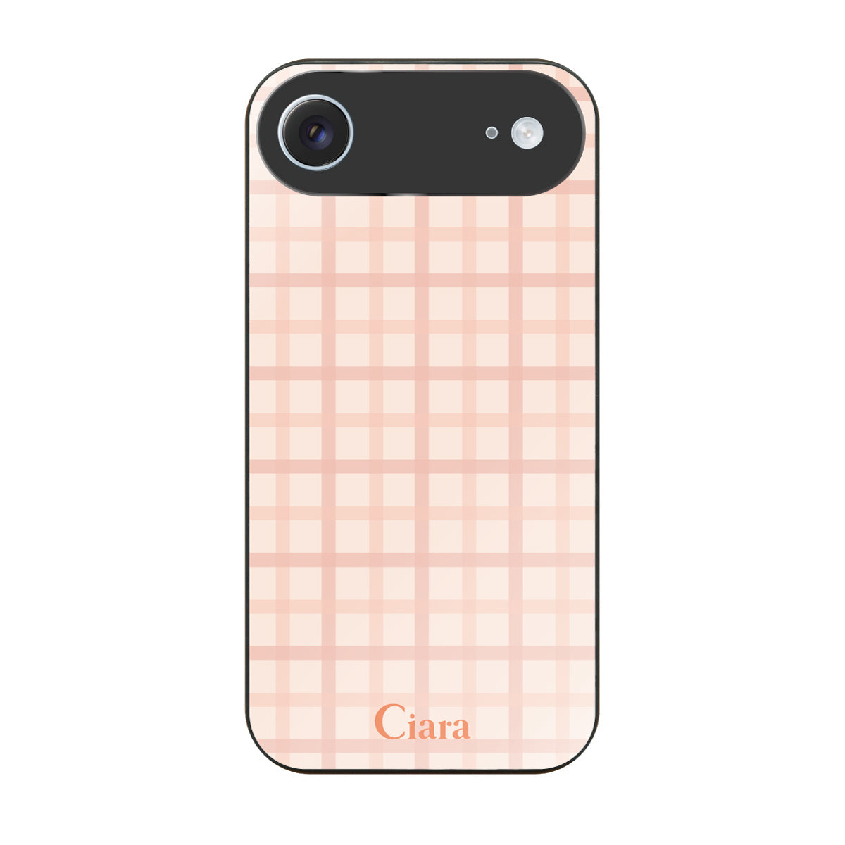 iPhoneAir ガラス 強化ガラスケース ブロックチェック ピンク