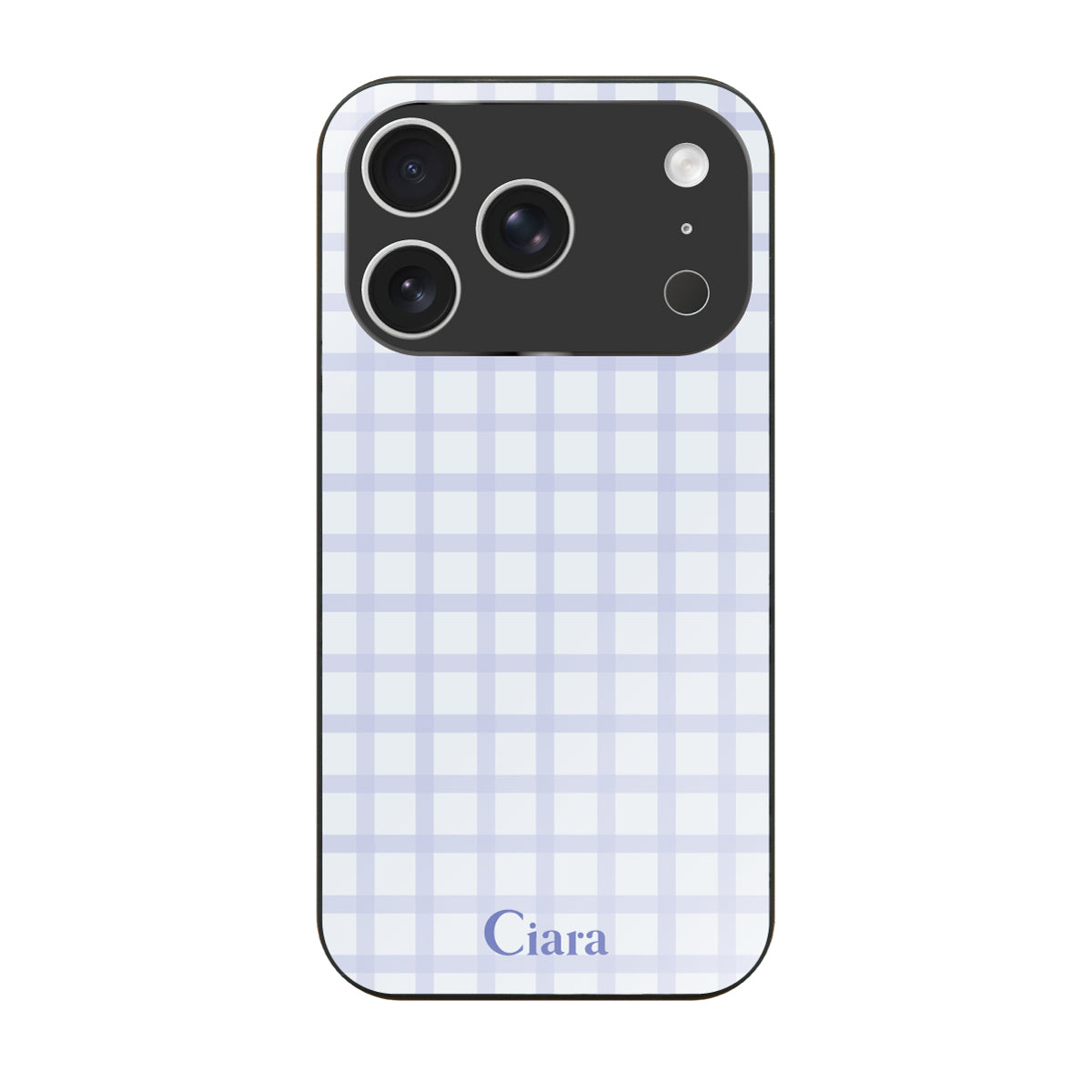 iPhone17Pro ガラス 強化ガラスケース ブロックチェック ブルー