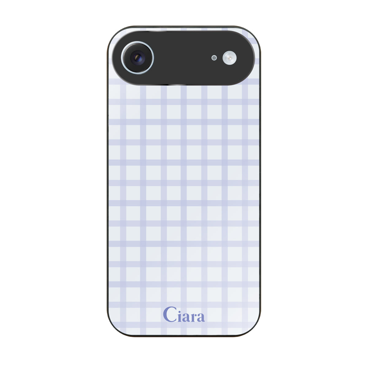 iPhoneAir ガラス 強化ガラスケース ブロックチェック ブルー