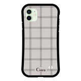 iPhone12mini グリップ 耐衝撃ケース グラフチェック グレー