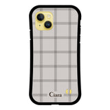 iPhone14Plus グリップ 耐衝撃ケース グラフチェック グレー