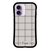 iPhone17 グリップ 耐衝撃ケース グラフチェック グレー