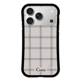 iPhone17Pro グリップ 耐衝撃ケース グラフチェック グレー