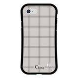 iPhone7Plus/8Plus グリップ 耐衝撃ケース グラフチェック グレー
