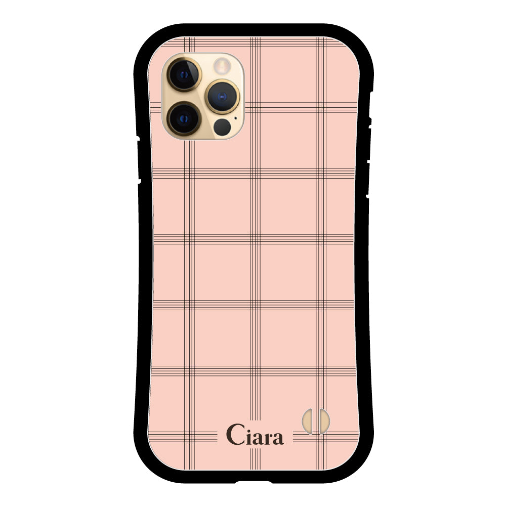 iPhone11ProMax グリップ 耐衝撃ケース グラフチェック ママレード