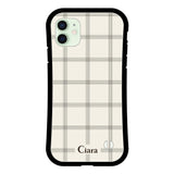 iPhone12mini グリップ 耐衝撃ケース グラフチェック ベージュ