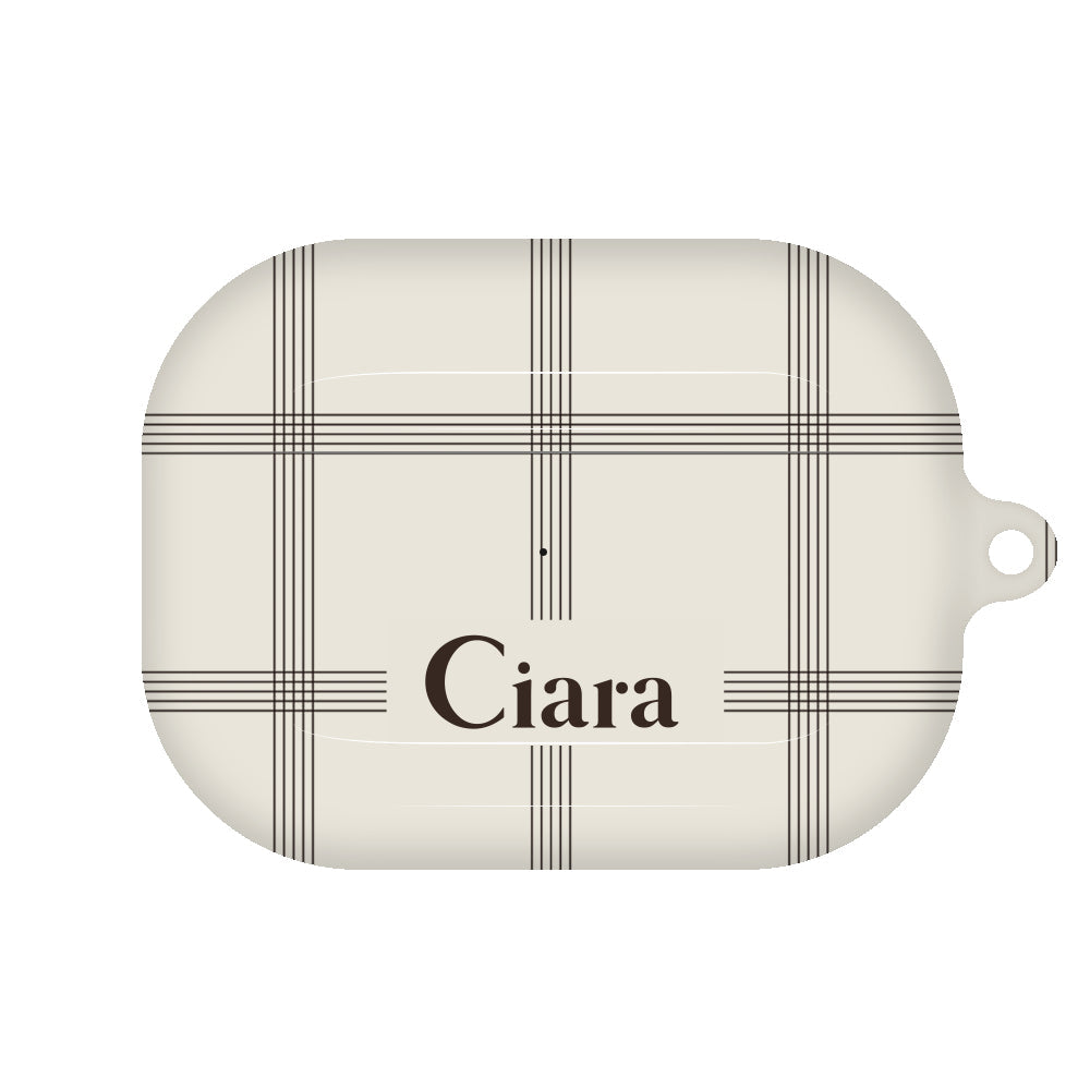 AirpodsProケース ハード グラフチェック ベージュ