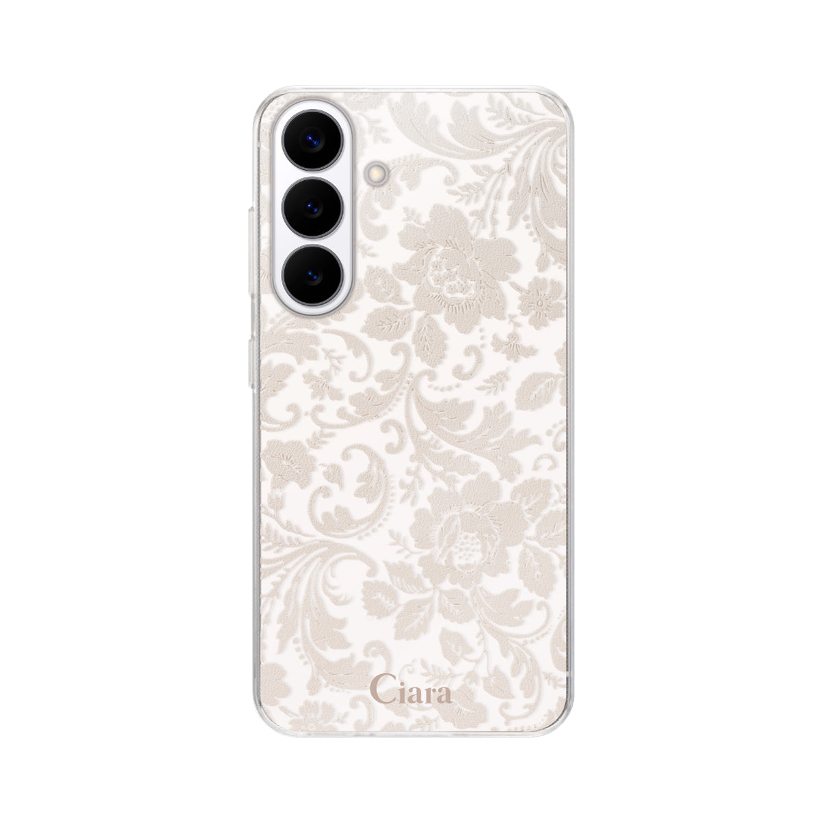 GalaxyS26 クリアケース ヴィンテージフラワー ピンク