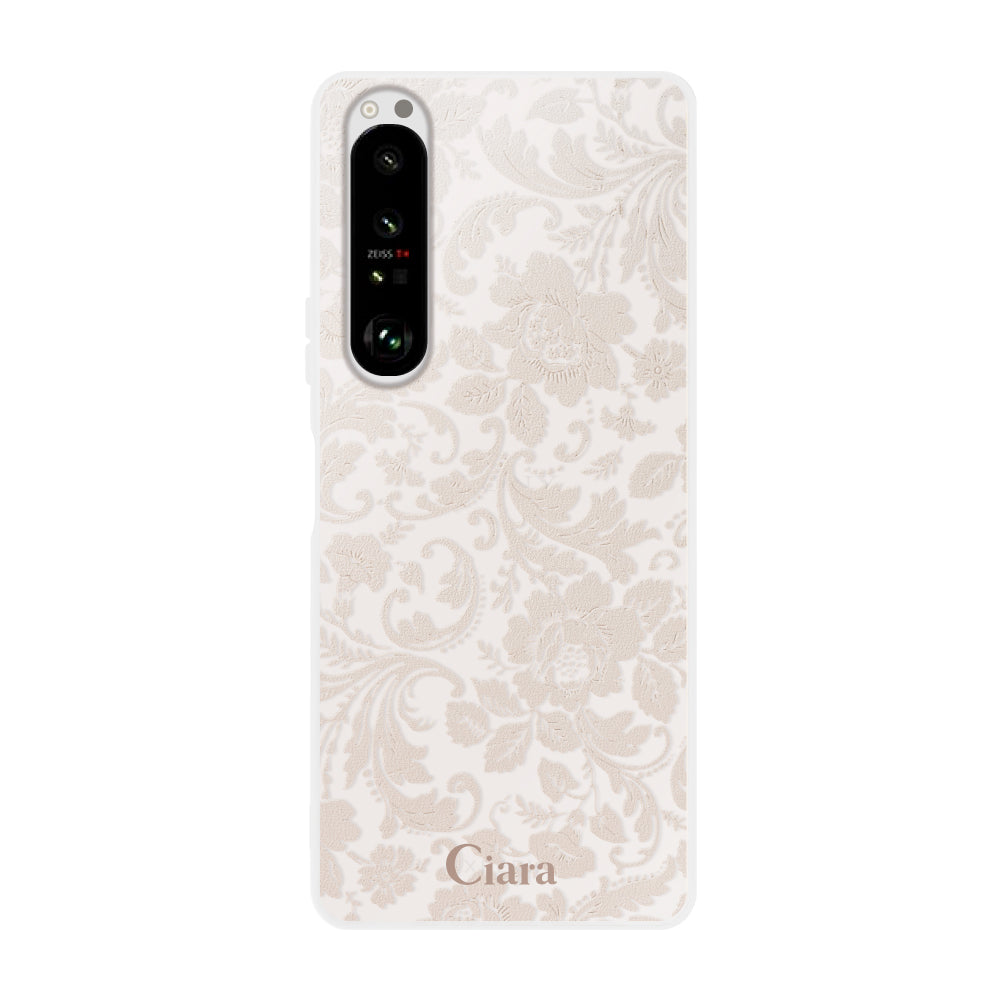 Xperia1Ⅱ クリアケース ヴィンテージフラワー ピンク