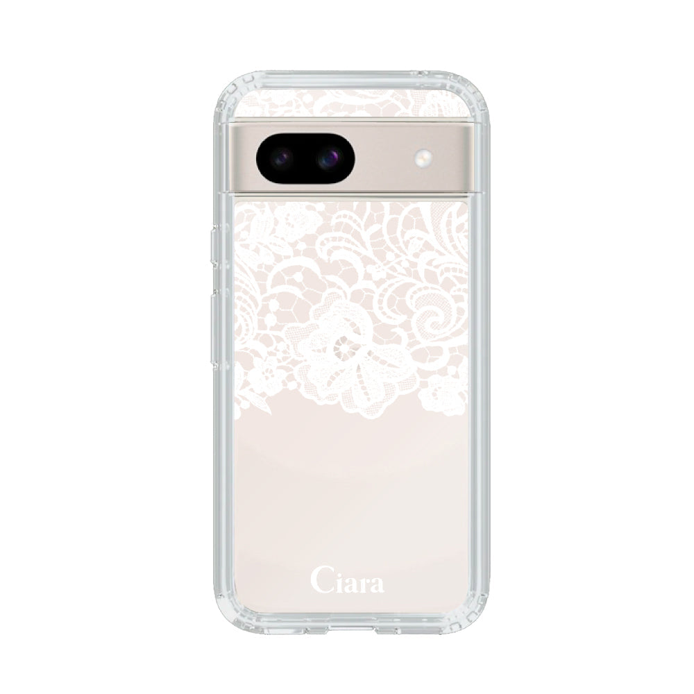 GooglePixelケース】 クリア FABRIC COLOR LACE(ファブリックカラー