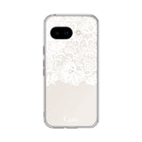 GooglePixel9a クリアケース ファブリックカラーレース ホワイト