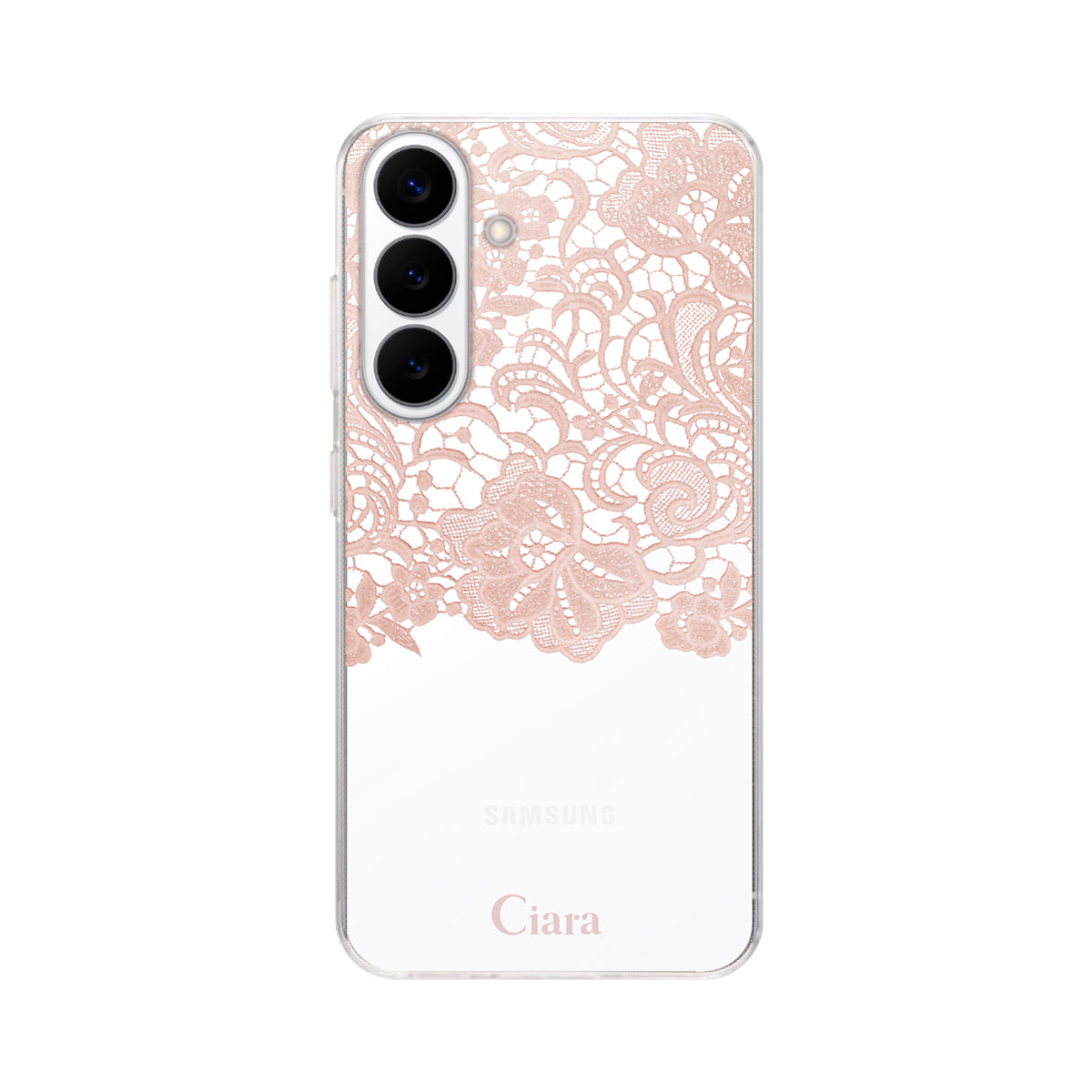 Galaxyケース】 クリア FABRIC SMALL FLOWER LACE(ファブリック