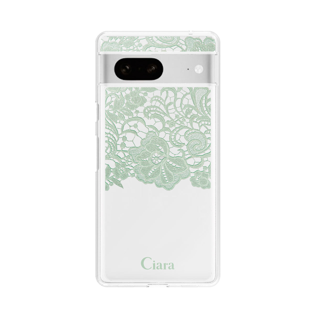 GooglePixel7 クリアケース ファブリックカラーレース グリーン