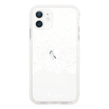 iPhone12mini クッションバンパー 耐衝撃クリアケース ファブリックカラーレース ホワイト